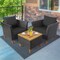 Outdoor Rattan Bistro Set 3 Piece with Acacia Wood Table and Cushions